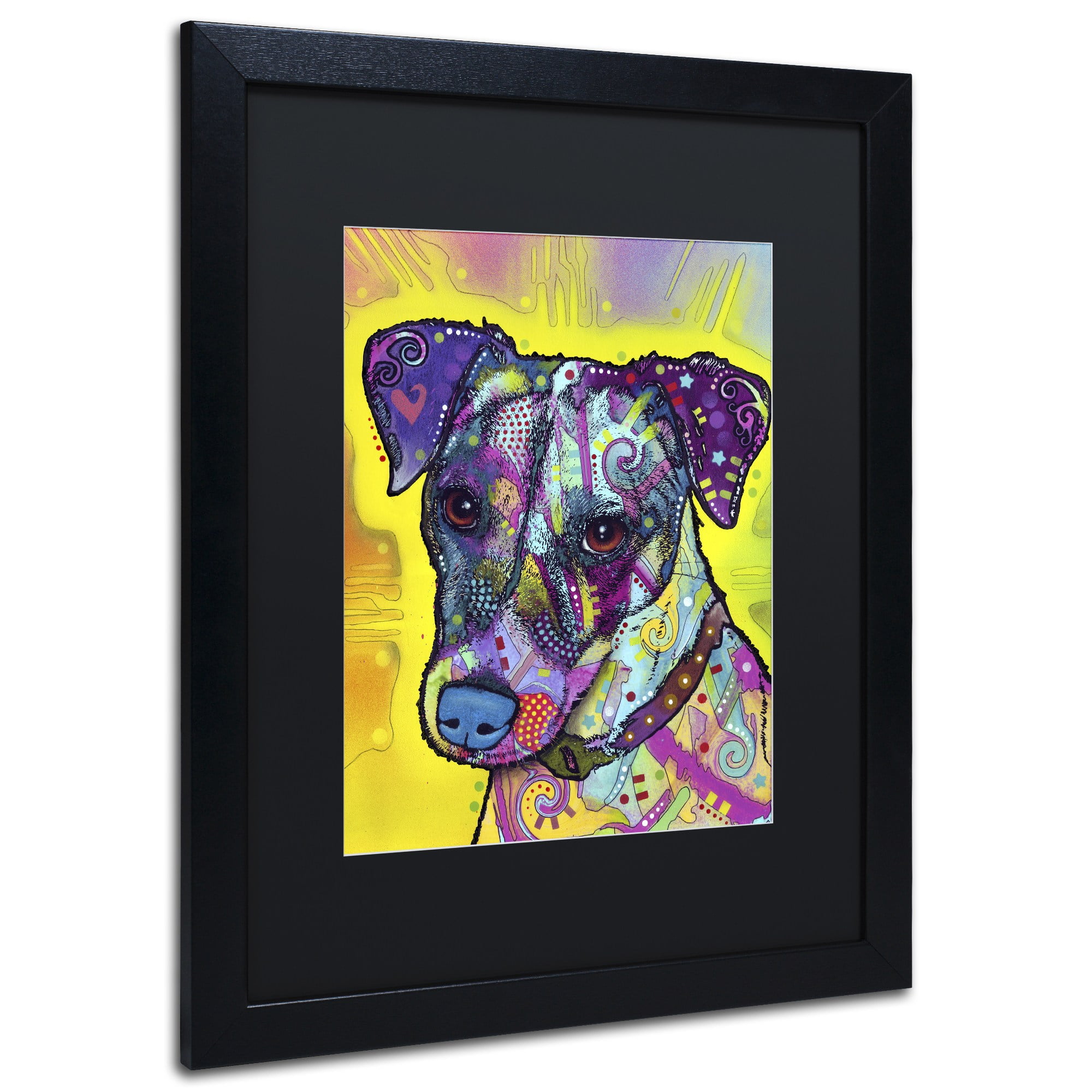 Trademark Fine Art "Jack Russell" Canvas Art by Dean Russo, Black Matte, Black Frame
