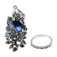 thumbnail image 3 of Crystal Butterfly Ring Set Geometric Alloy Rings Artificial Gemstones Electroplated Finish Purple Blue Fine Gems, 3 of 4