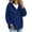 Blue(Ladies Hoodies ), variant on Button Down Waffle Hoodie for Women Loose Fit Drawstring Patch Pocket Long Cardigan