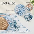 thumbnail image 2 of Blue Turtle Coastal Pillow Covers, Linen Long Throw Pillow Case, Octopus Summer Beach Coral Seahorse Holiday Pillow Protector Decorative Cushion Cover for Living Room/Bedroom 20" x 30", 2 of 8