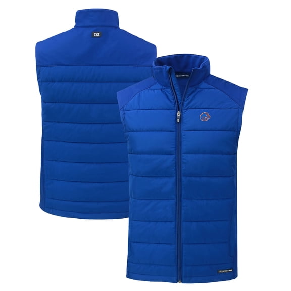 Men's Cutter & Buck  Royal Boise State Broncos Evoke Hybrid Eco Softshell Recycled Full-Zip Vest
