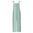 thumbnail image 4 of Lenpel Women's Jumpsuits Plus Size Sleeveless Spaghetti Strap Striped Plaid Straight Leg Rompers Causal Loose Overalls with Pockets, 4 of 5