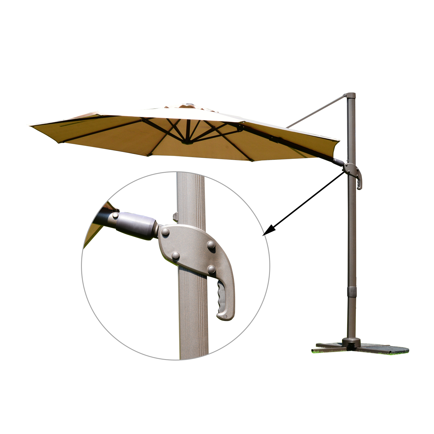 Outsunny 9 5 Outdoor Market Patio Umbrella With Tilt And Crank Khaki Walmart Com Walmart Com