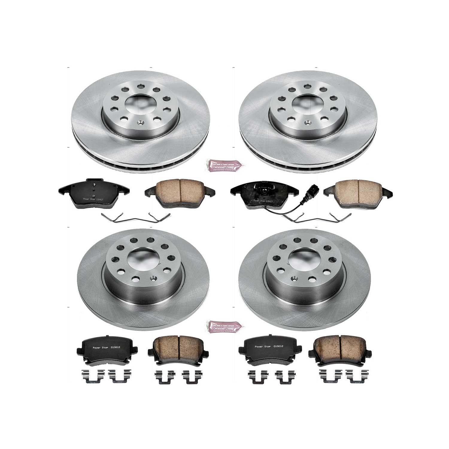 PowerStop Front and Rear Stock Replacement Brake Pad and Rotor Kit Fits: VOLKSWAGEN Select Models KOE7837