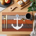 thumbnail image 2 of White Anchor Placemats Set&nbsp;of&nbsp;6 Costal Orange Stripes Wood Grain Bottom Heat Insulation Washable Place Mats, Non-Slip Table Mats for Dining Table Party Kitchen Decor,13x19 Inch, 2 of 9