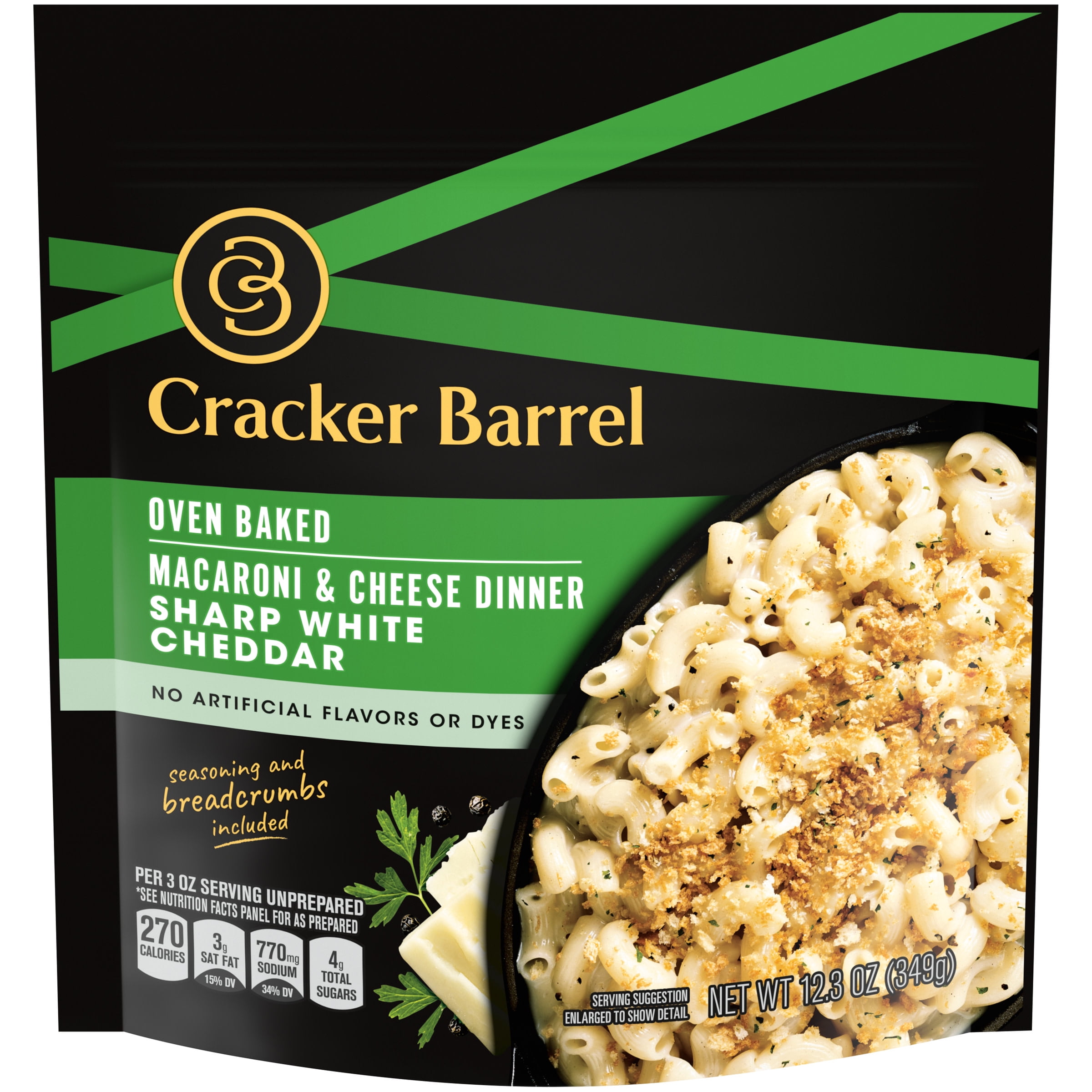 Cracker Barrel Sharp White Cheddar Oven Baked Macaroni & Cheese Dinner, 12.3 oz Bag Walmart Cracker Barrel Sharp White Cheddar Oven Baked Macaroni & Cheese Dinner, 12.3 oz Bag Walmart