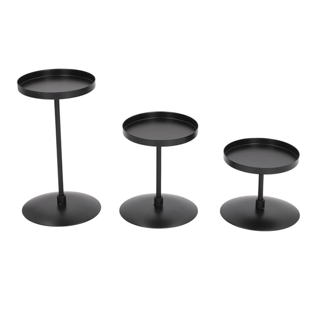 Portavelas De Pilar, Antioxidante 3pcs Portavelas De Pilar Negro Tres Tamaños Pintura De Piano Negro Para Boda ANGGREK Candle Holders for Pillar Candles