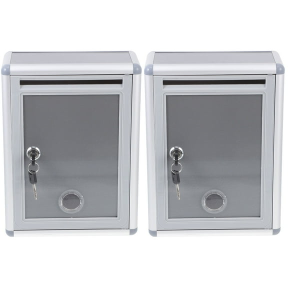 HOMEMAXS  Set of 2 Locking Mailbox Post Tin Suggestion Standing Travel Staff Silver