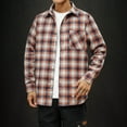 thumbnail image 1 of Men Fashion Square Print Lightweight Breathable Long Sleeve Lapel Shirt Orange 4XL, 1 of 4