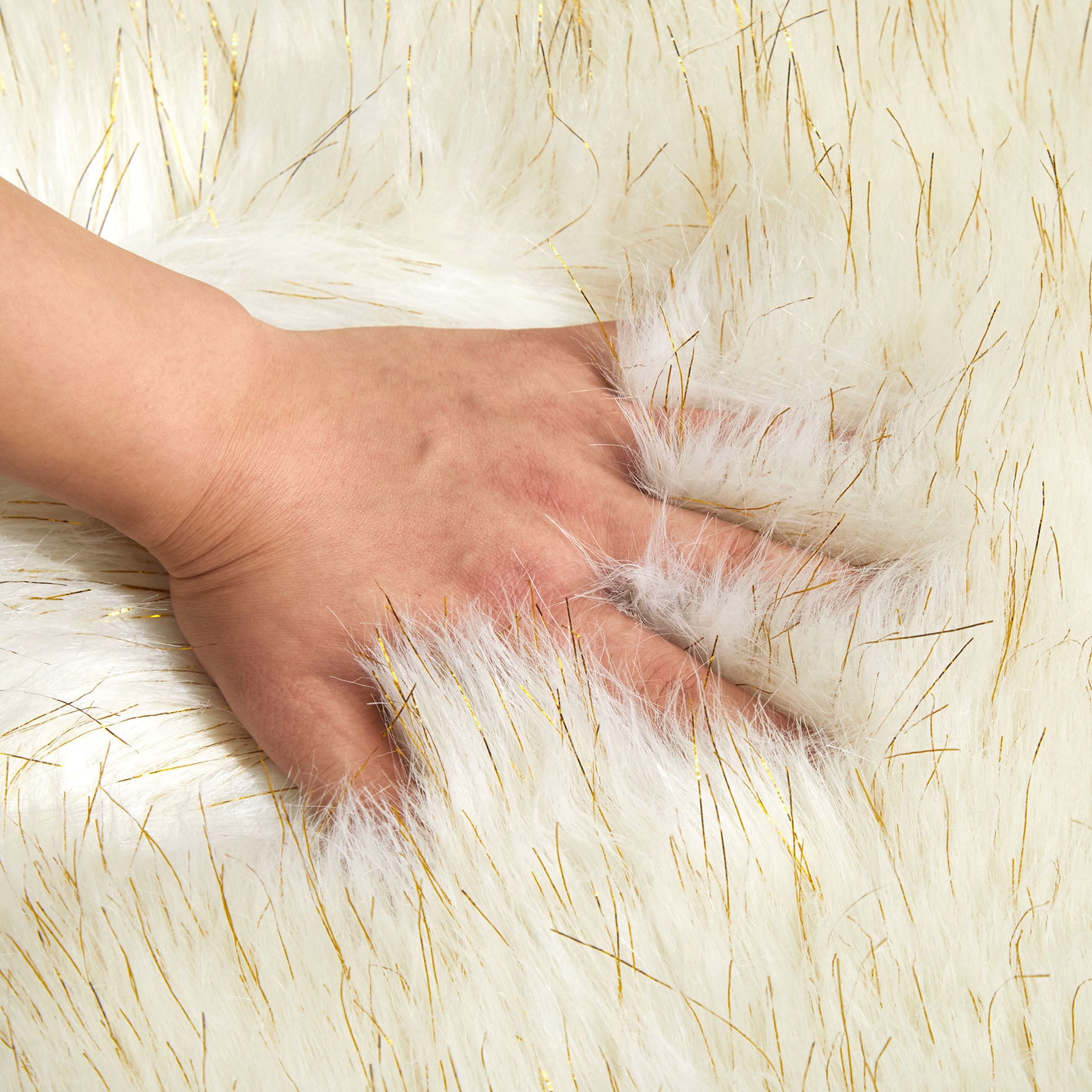 Lanco Fluffy Sheepskin Faux Fur Shag Area Rug, Gold, 30x46