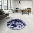 thumbnail image 4 of Ahgly Company Machine Washable Indoor Round Transitional Blue Area Rugs, 5' Round, 4 of 7