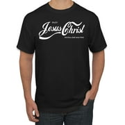 Wild Bobby, Enjoy Jesus Christ and Thou Shalt Never Thirst Coke Parody | Mens Inspirational/Christian Graphic T-Shirt, Black, Small