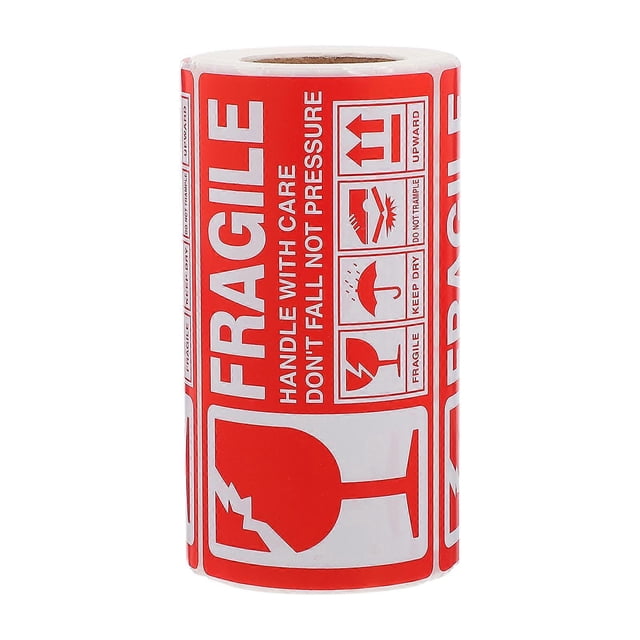 1 Roll Fragile Stickers Warning Stickers Packing Shipping Label Stickers (Red)