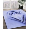 thumbnail image 3 of Ahgly Company Tapis Rectangulaire d'Intérieur Lavable en Machine Bleu Ardoise Clair Transitionnel, 5 Pieds x 7 Pieds, 3 of 7