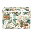 thumbnail image 2 of Foldable Fabric Storage Bin With Handle Collapsible Basket Box Storage With Lid Organizer Green Leaves Berries, 2 of 7