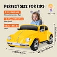 thumbnail image 3 of 12V Licensed Volkswagen Beetle Ride-On Car for Toddlers, Remote Control, LED Lights, 3 Speeds, Music, for Kids Ages 3-5, Yellow, 3 of 8