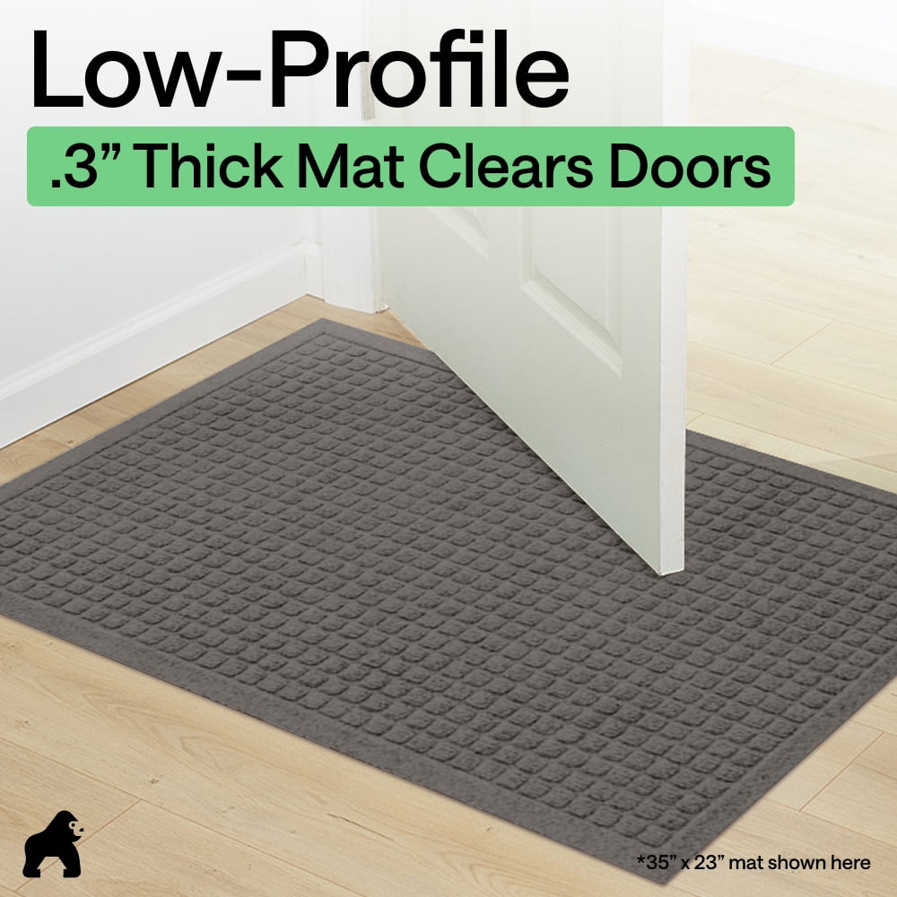 GORILLA GRIP HydroAbsorb Doormat, Indoor Outdoor Rubber Backed Weather Mat, 35x23, Charcoal