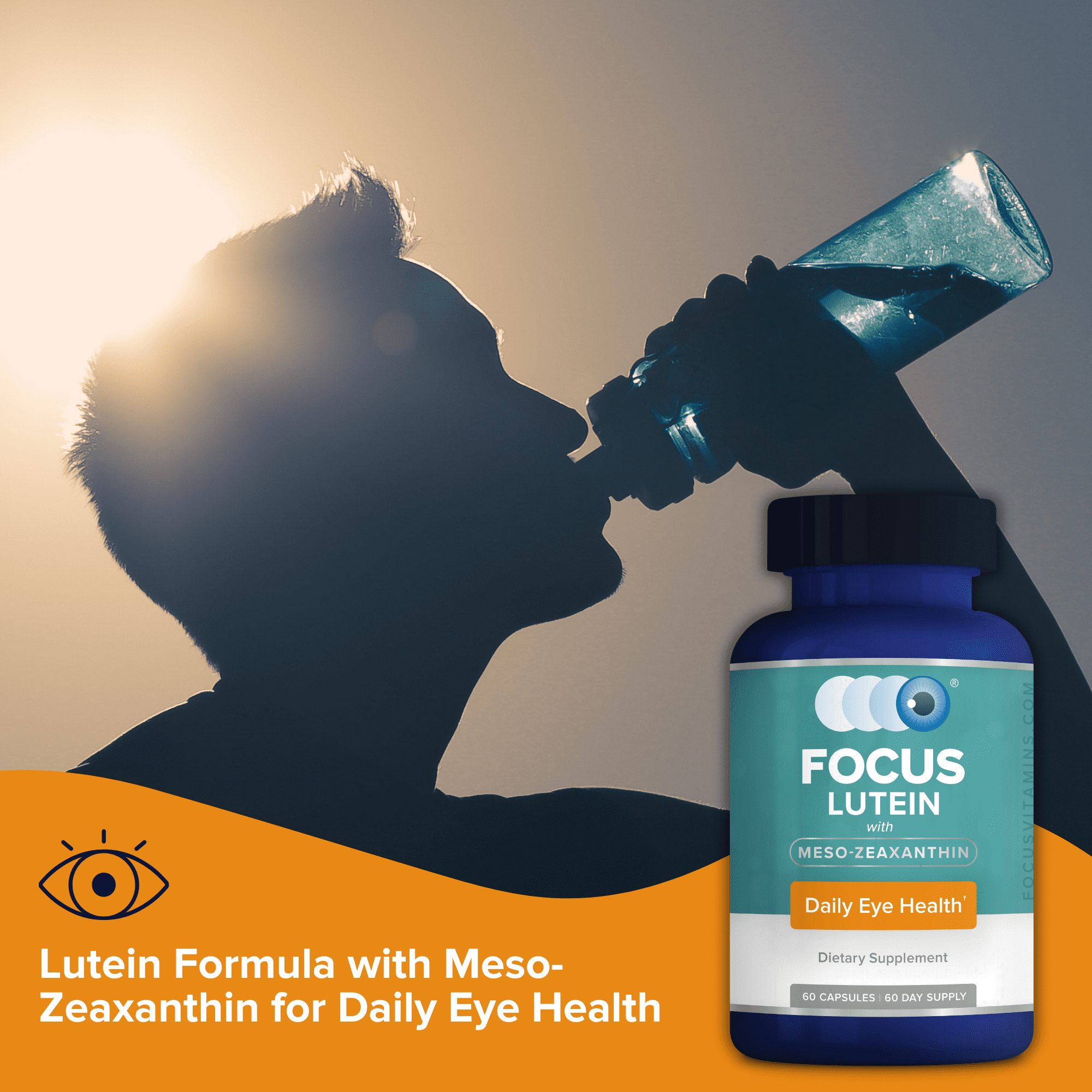 Focus Vitamins Daily Eye Formula with Lutein and Meso-Zeaxanthin, 60 Capsules