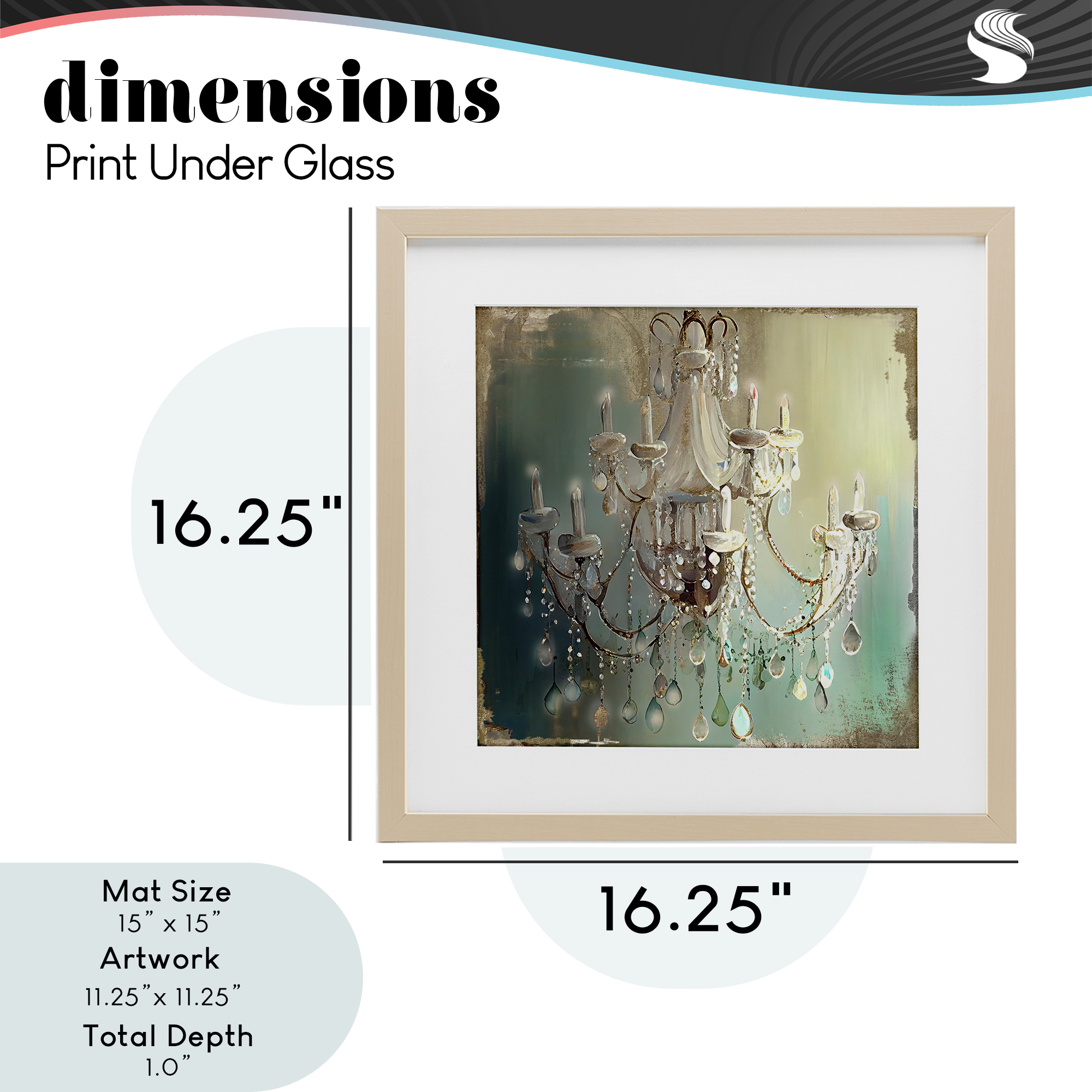Vintage Illumine Chandelier Birch Framed Print Under Glass, design by Sasha