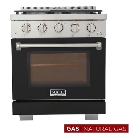 Pemberly Row 30" Natural Gas Range in Black with True Simmer Burners