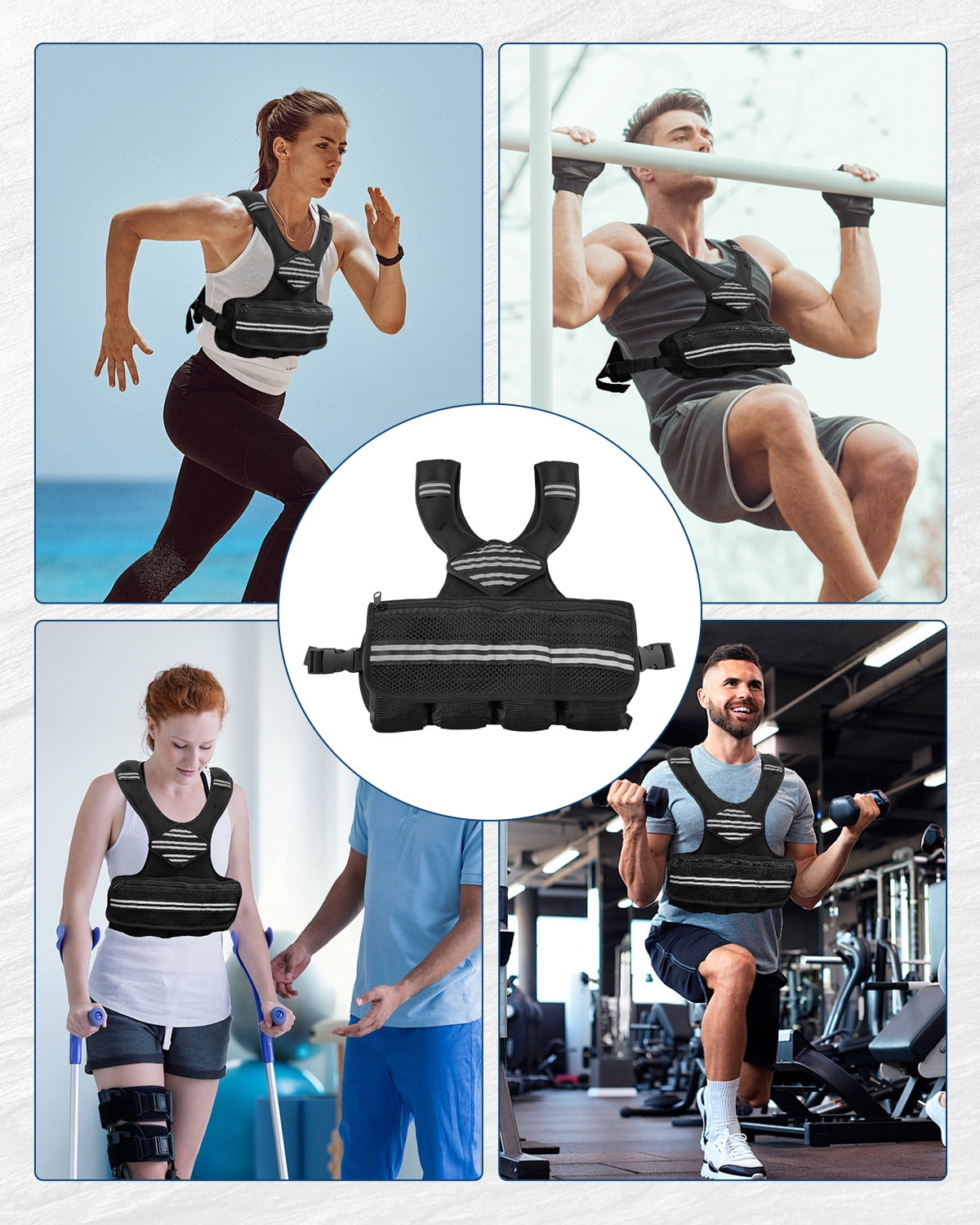 TEQIN Adjustable Weighted Vest Weights 6-30 lbs,Washable Weight Vest for Walking Adjust Rucking Vest for Women and Men Home Gym Running Jogging Strength Training Vests
