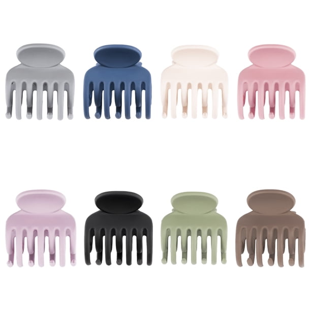 Pinzas para el cabello pequeñas para cabello fino, 8 piezas, pinzas para el cabello pequeñas, pinzas redondas, dientes de doble fila, pinzas para el cabello medianas mate para cabello grueso, fino y
