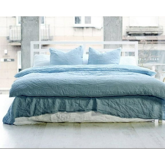 Pavish Export Sky Blue Cotton Duvet Cover 1 Duvet cover and 2 Pillowcases Softened Cotton comforter cover set Coconut buttons Twin