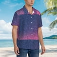 thumbnail image 3 of Fotbe Violet Glitter Camisa Hawaiana para Hombre Unisex – Camisa Casual de Verano con Botones de Manga Corta de Algodón y Lino,Medium, 3 of 7