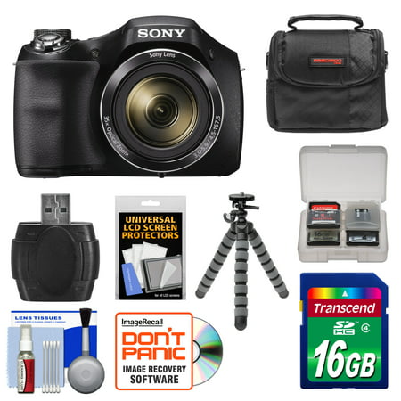 Sony Cyber-Shot DSC-H300 Digital Camera with 16GB Card + Case + Flex Tripod +