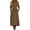 Brown, variant on Purcolt Women's Cotton Linen Maxi Dress Casual V Neck Long Sleeves Loose Sundress Summer Beach Shirt Dress with Pockets