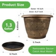 thumbnail image 5 of 10 Inch Flower Pots Planters for Indoor Outdoor Plants, 3 Pack Plastic Large Plant Pots with Drainage Hole & Tray, Modern Decorative Garden Pot with Saucer, Plant Container for House, 5 of 7