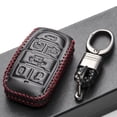 thumbnail image 4 of Vitodeco Genuine Leather Keyless Entry Remote Control Smart Key Case Cover with Key Chain Compatible for RAM 1500 2019-2025 (6-Button, Black/Red), 4 of 5
