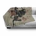 thumbnail image 3 of King Soft Flannel Fleece Throw Blanket, Fantasy Lion Courage with Armor and Shield on Grunge Backdrop, Cozy Plush for Indoor and Outdoor Use, 50" x 60", Black White and Burgundy, by Ambesonne, 3 of 6
