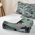 thumbnail image 4 of Feelyou Camo Green Star Dinosaur Silhouette Quilt King for Boys Girls, Prehistoric Wildlife King Coverlet Set, Green, 3-Piece, 4 of 7