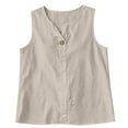 thumbnail image 5 of Duoif Womens Tank Tops Button down Linen Tank, Lightweight Summer Blouse Going Out Tops for Women Beige L, 5 of 5