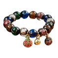 thumbnail image 1 of Pulsera de vidrio coloreado, pulsera de animal dorado que traga cinabrio, cuentas de Buda para hombres y mujeres, 1 of 5