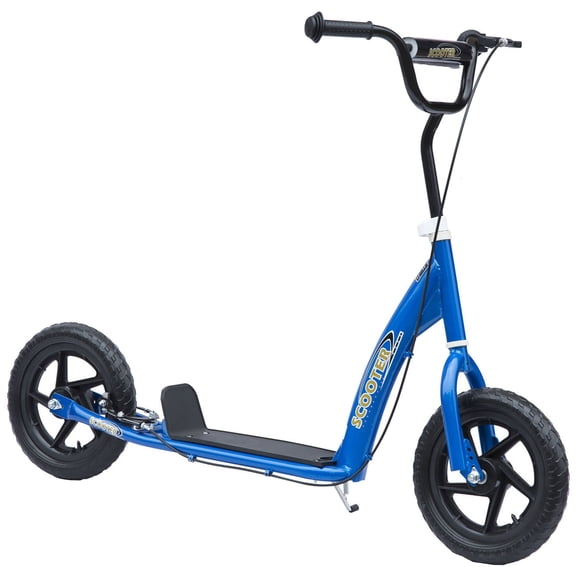 Adjustable Height Kick Scooter for Kids 5-12, Non-Slip Footplate, Big Wheels, Rear Brake, Blue