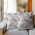 thumbnail image 5 of Lavender Purple Floral Pillow Covers 16x16 Inch Set of 2 Purple and Cream Chinoiserie Flower Outdoor Decorative Throw Pillows Vintage Rustic Toile Pillowcases Cushion Covers for Couch Home Decor, 5 of 6