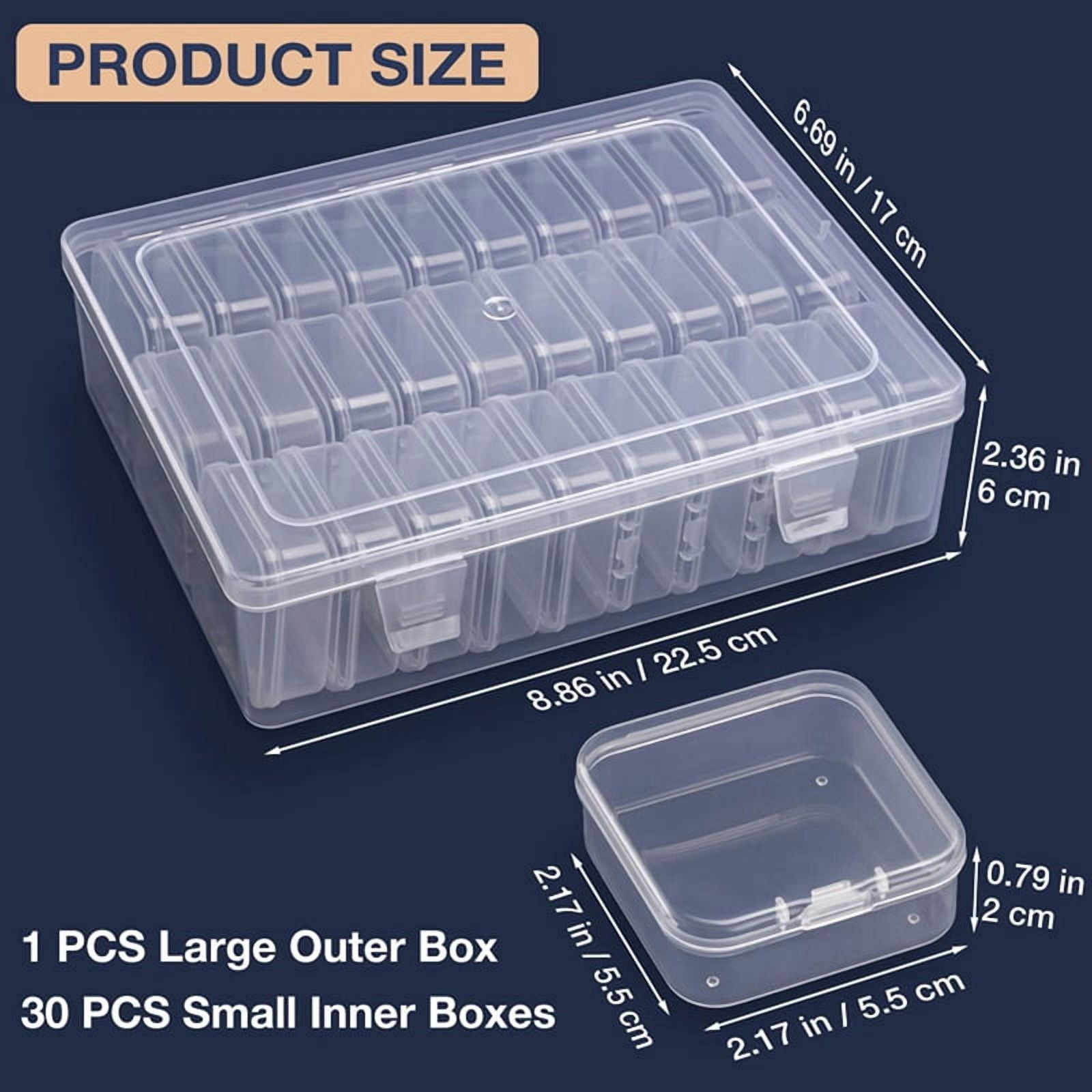 3X Bead Organizer Box, A Large Transparent Box with 30PCS Small Clear Plastic Storage Containers,Portable Craft Box