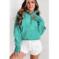 thumbnail image 5 of Casuashion Embrace the Chill with Our Sea Green Fleece Lined Zip-Up Stand Collar Sweatshirt, 5 of 8