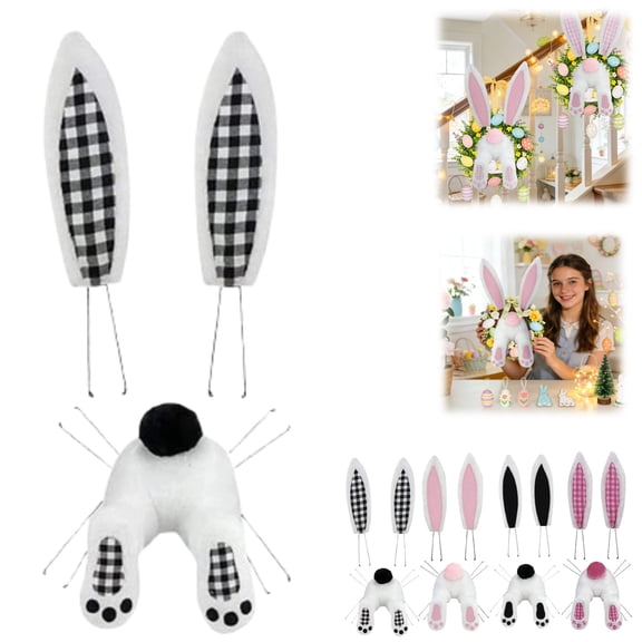 Easter Bunny Butt for Wreath,Easter Bunny Wreath Decorations,Easter Bunny Butt Wreath Kit,Easter Wreath Attachment Spring Home Door Wall Hanging Decor,A