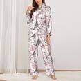 thumbnail image 2 of Vsdgher Paris Pajamas Set Long Sleeve Sleepwear Womens Button Down Nightwear Pj Sets-Small, 2 of 7