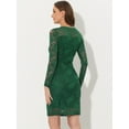 thumbnail image 3 of DARING DIVA Boat Neck Elegant Lace Party Cocktail Bodycon Dress S Dark Green, 3 of 6