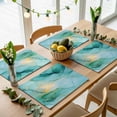 thumbnail image 5 of Teal Marble Placemats Set of 4, Abstract Art Modern Ink Painting Washable Wipeable Table Mats for Dining Tables, Indoor Outdoor Kitchen Place Mats for Holiday Party Table Decor, 5 of 9