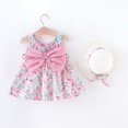 thumbnail image 2 of Odeerbi Girls Dress Baby Girls Clothes Toddler Dress Summer Holiday Style Backless Big Bow Flower Suspender Children's Skirt With Hat Pink, 2 of 9