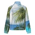 thumbnail image 6 of Jackets for Women Winter Coat Jackets Flannel Stand Collar Jacket(Tropical Palm Ocean View,Size:S-4XL), 6 of 7
