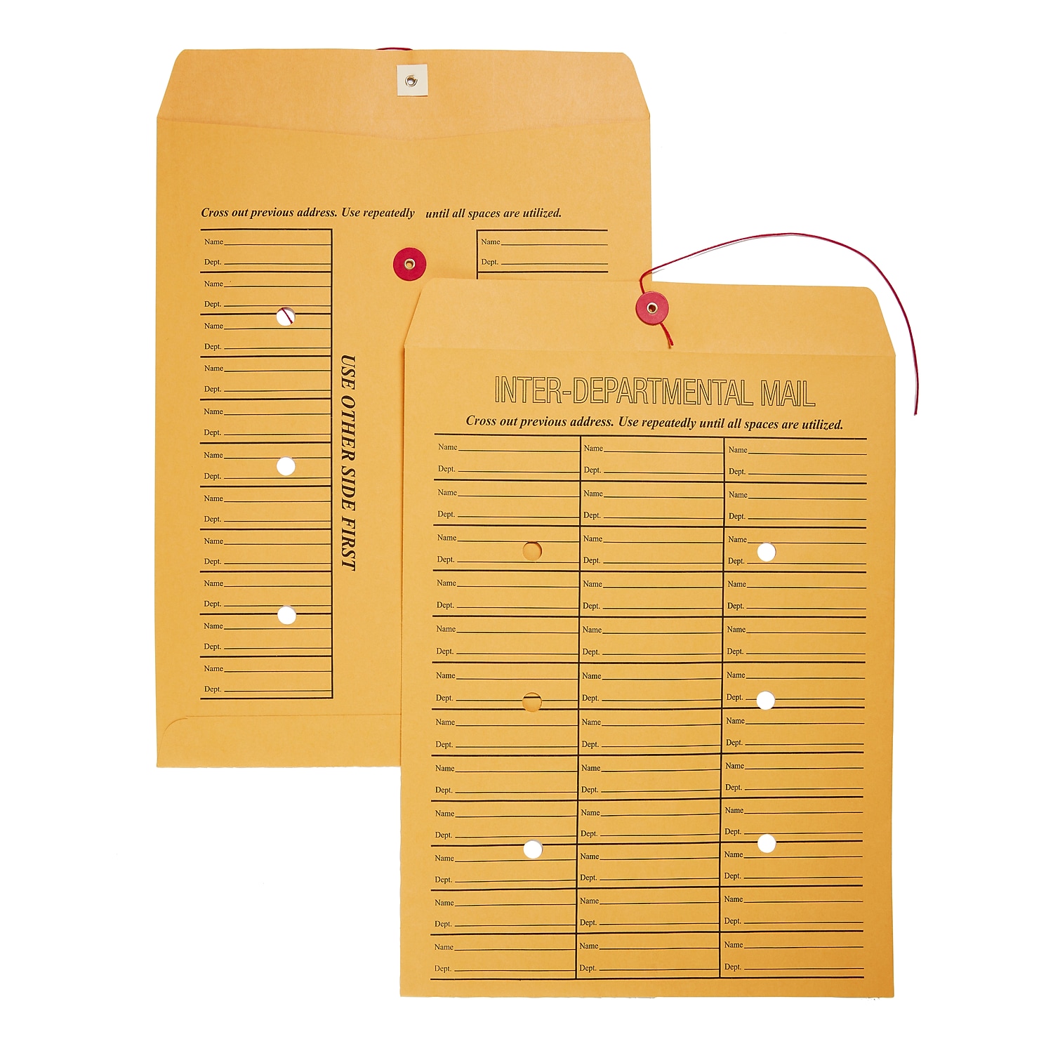Staples Button-and-String Kraft Inter-Depart. Envelopes 10"x13" Brown 100/BX 472993