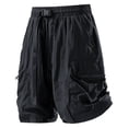 thumbnail image 3 of Homeyce Men's Cargo Shorts Elastic Waistband Drawstring Short Casual Loose Fit Hiking Running Outdoor Big & Tall Camo Cargo Short Multi Pocket Quick Dry Pants,Black M, 3 of 3