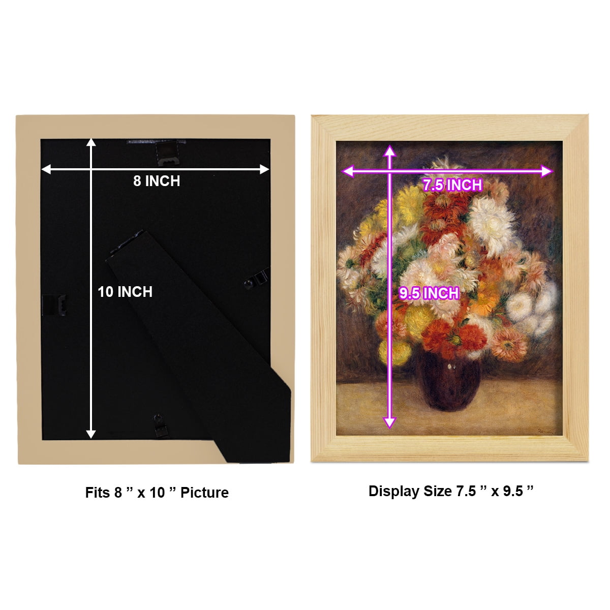 Bouquet of Chrysanthemums -Framed Print w/glass-Natural Wood