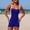 Navy, variant on Women's Color Block Tankini Swimsuits Set Pocketed Swim Shorts & Low Back Sports Top High Waisted Swimwear for Beach